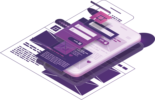 Ilustración de diseño web de Maqueta: interfaces y dispositivos en capas.